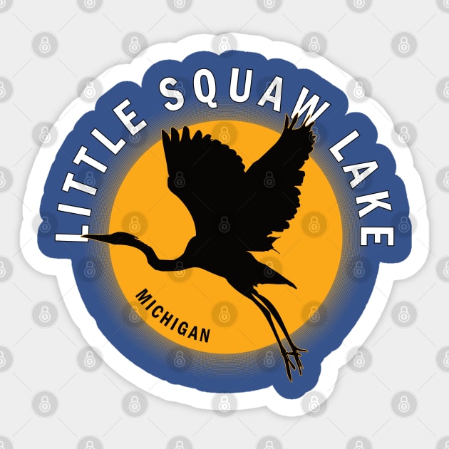 Little Squaw Lake in Michigan Heron Sunrise Sticker by BirdsEyeWorks